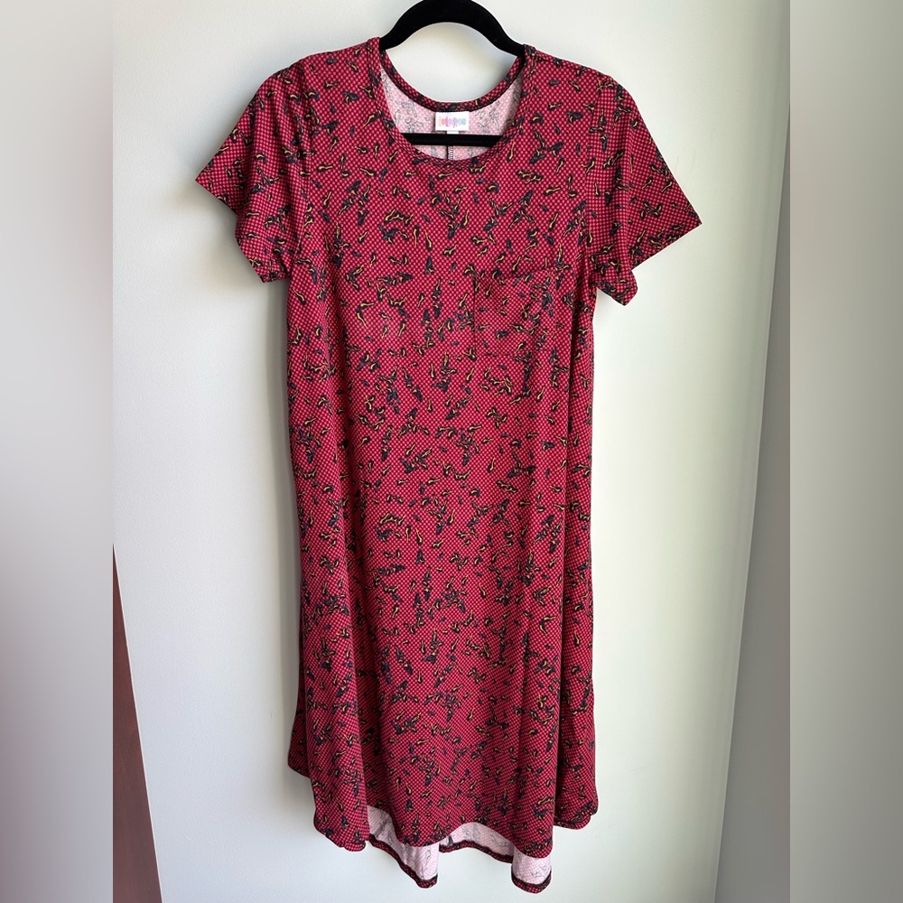 LuLaRoe Carly - Red with Print - Size Small